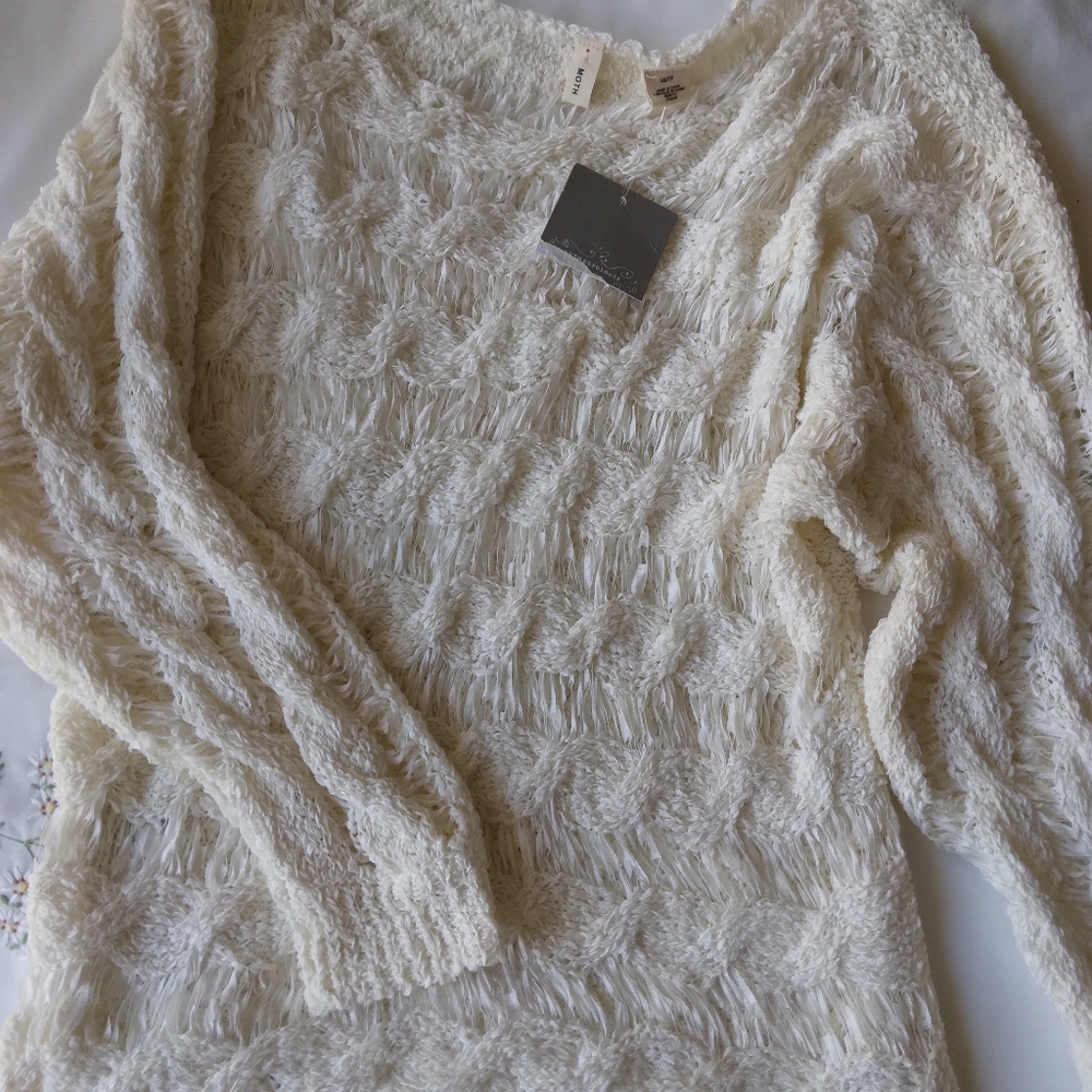 Anthropologie  Moth Knit Ribbon Crew Neck blouse. Size XS/S